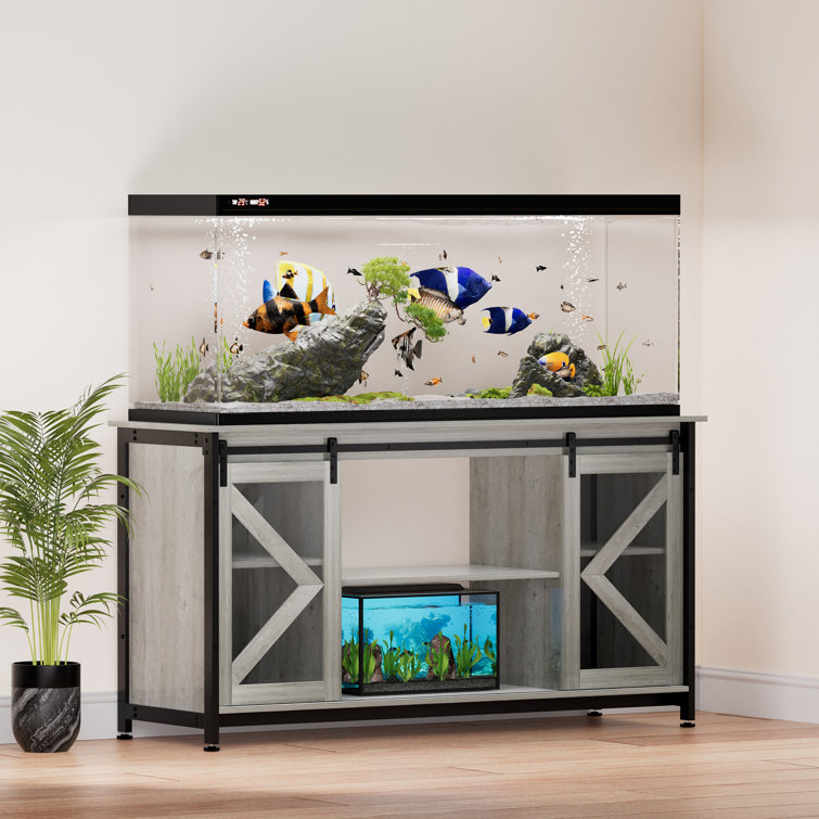 Tucker Murphy Pet Grey Wood Aquarium Stand W Cabinet Fish Tank